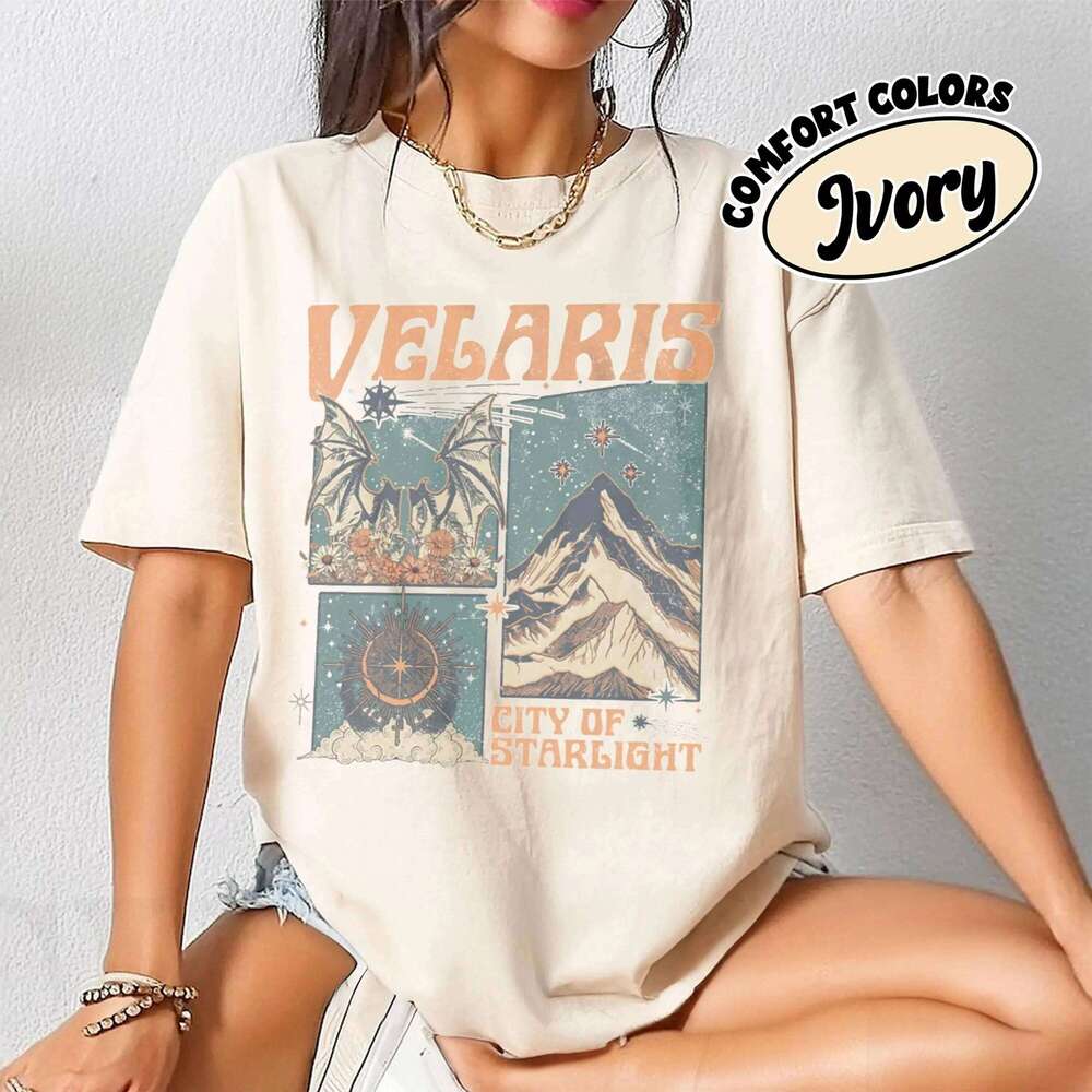 Velaris City Starlight Comfort The Night T- Bookworm Shirt Court of Thorns and Roses Acotar T-Shirt XJ260306