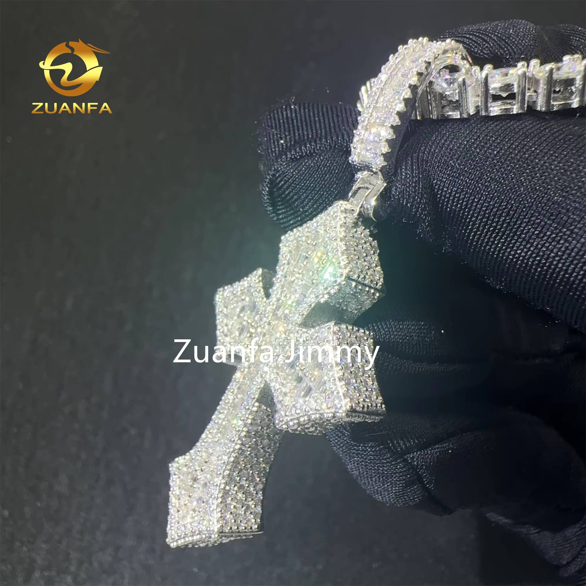 Unique Design Pass Diamond Tester Hip Hop Pendant Jewelry 925 Sterling Silver VVS1 Moissanite Diamond Cross Pendant Necklace