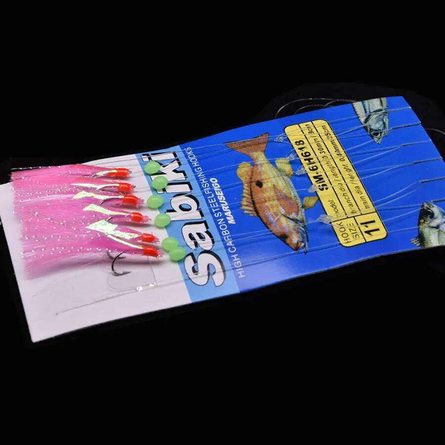 Mrlurion 3bags Fishing string for Mackerel sea water fishing lure tackle ,sabiki rig hooks with Flasher skin S260305