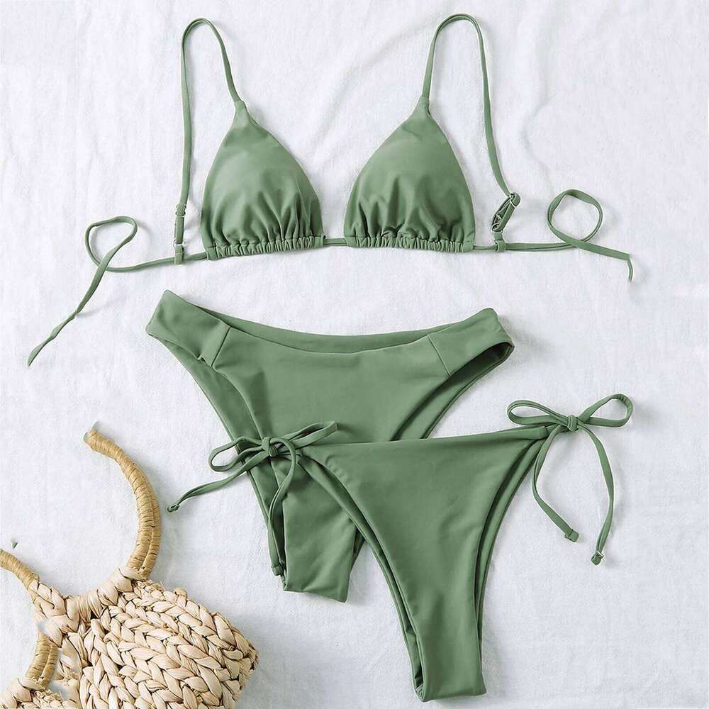Women'S Feminine 3pack Plain Bikini Split Push Up Three-Piece Bikinis Swimsuit Beachwear Biquinis XJ260206