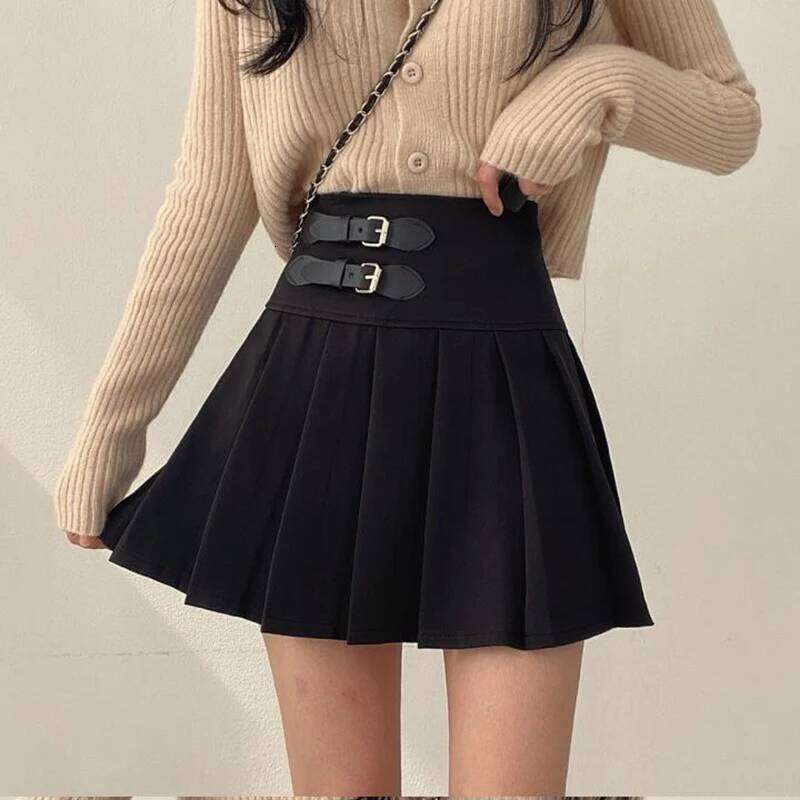 Women Patchwork Skirts High Waist Retro All-match Slim Hipsters Y2K Young Style Design Streetwear Cool Girls Casual Chic Basic XJ260309