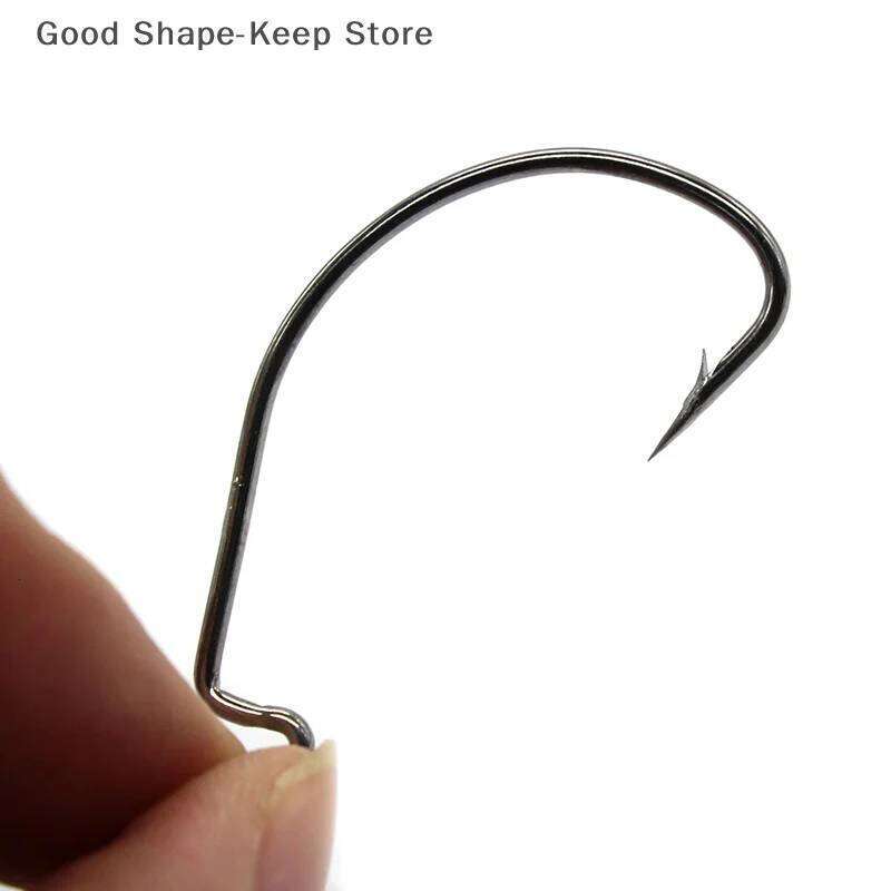 51 Pieces Crank Hook Set Wide Belly Subsoft Bait Hooks Black Red Nickel Plastic Box Packaging for Fishing Gear S260305