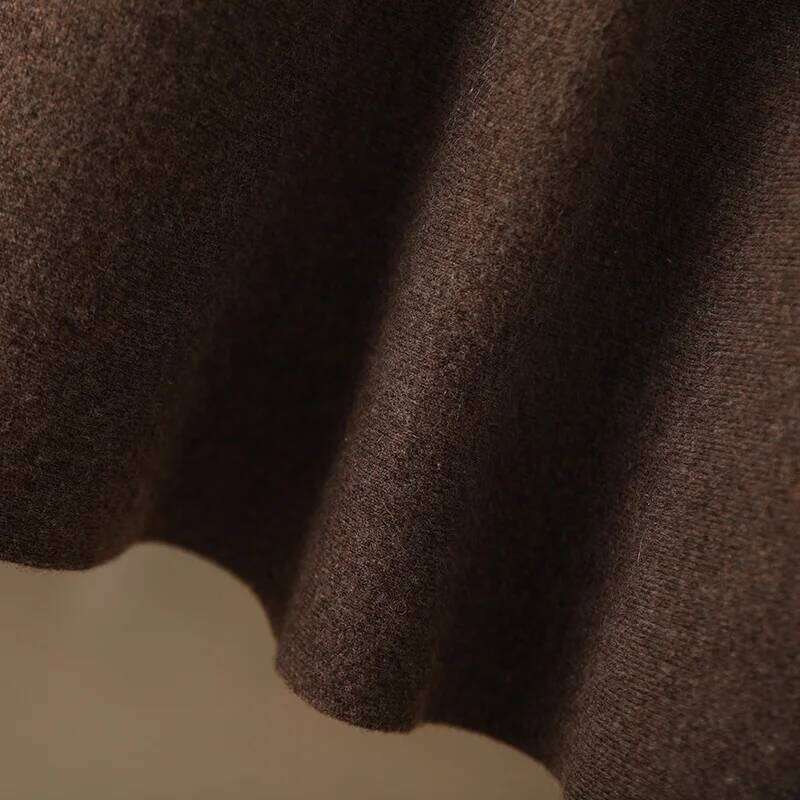 Women's Autumn Winter Elastic Waist Mini A-Line Cashmere Skirt 100% Merino Wool Knitted Above Knee Preppy Style Dress XJ260309