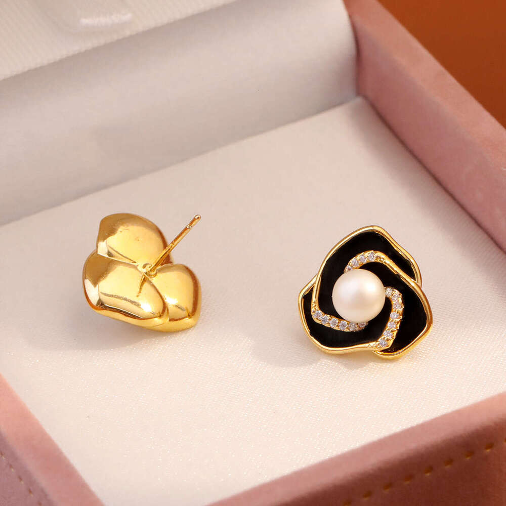 Camellia Pearl Earrings For Women Light Luxury High-end Enamel Drop Glaze Earrings Fashionable Commuting Exquisite Elegant Ear Accessories