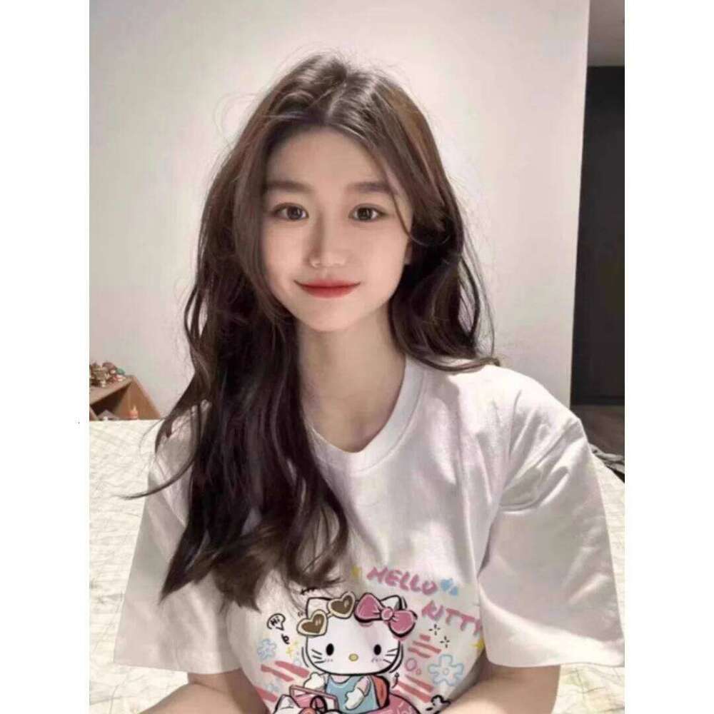 Summer new style kitty cute casual short-sleeved T-shirt for women, versatile and made of pure cotton XJ260306