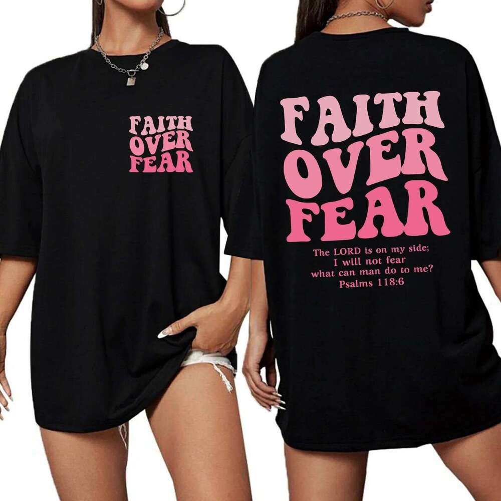 Faith Over Fear Shirt 2025 Christian Oversized Shirts Religious Bible Verse Long Sleeve Jesus T-Shirt body my choice XJ260306