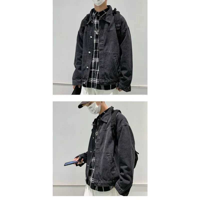 American Mens Loose Trendy Versatile Casual Workwear Coats Fashion Cardigan Retro Denim Jacket Top M260309