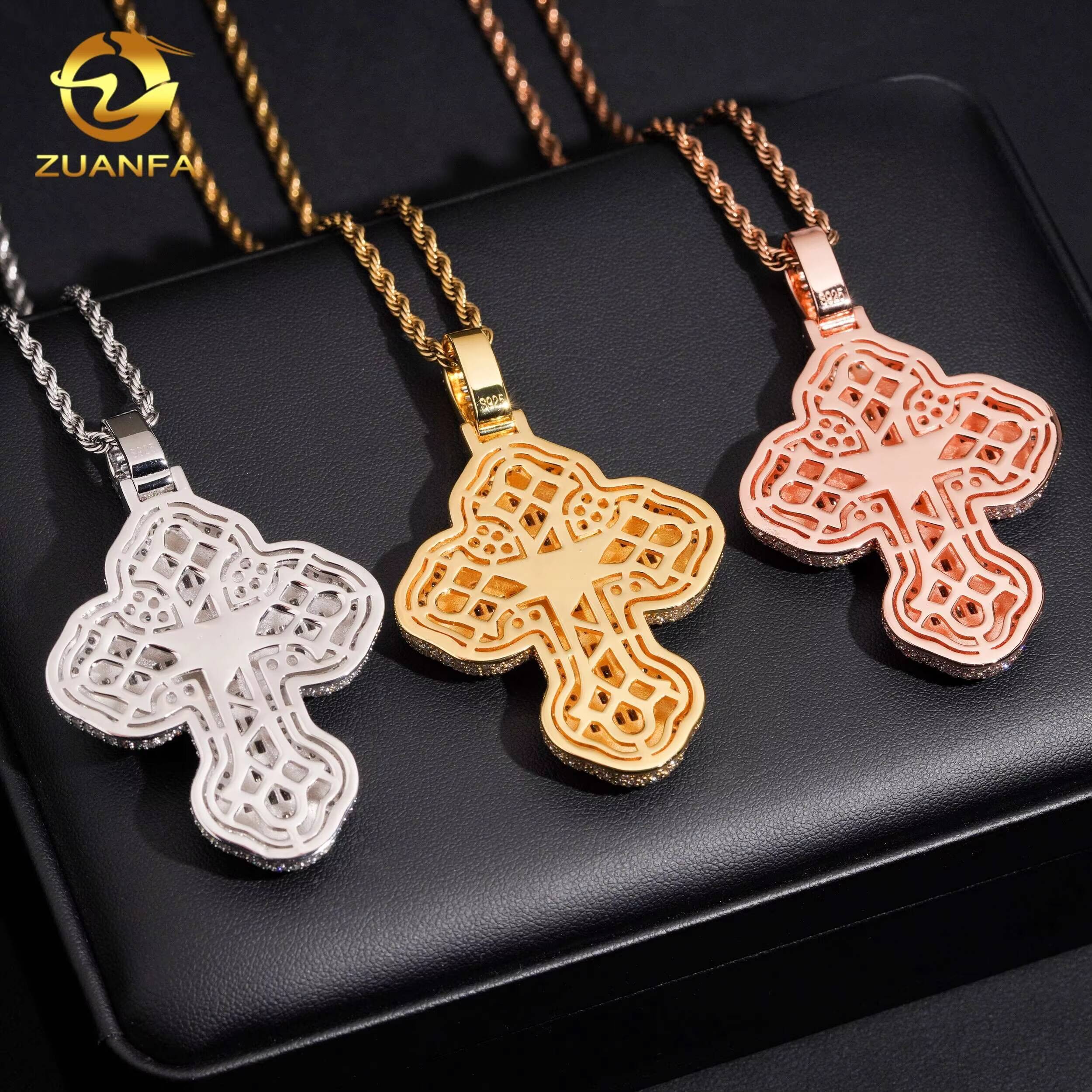 Pass Diamond Tester Fully Iced Out Top Quality 925 Silver Hip Hop Cross Men VVS Moissanite Pendant