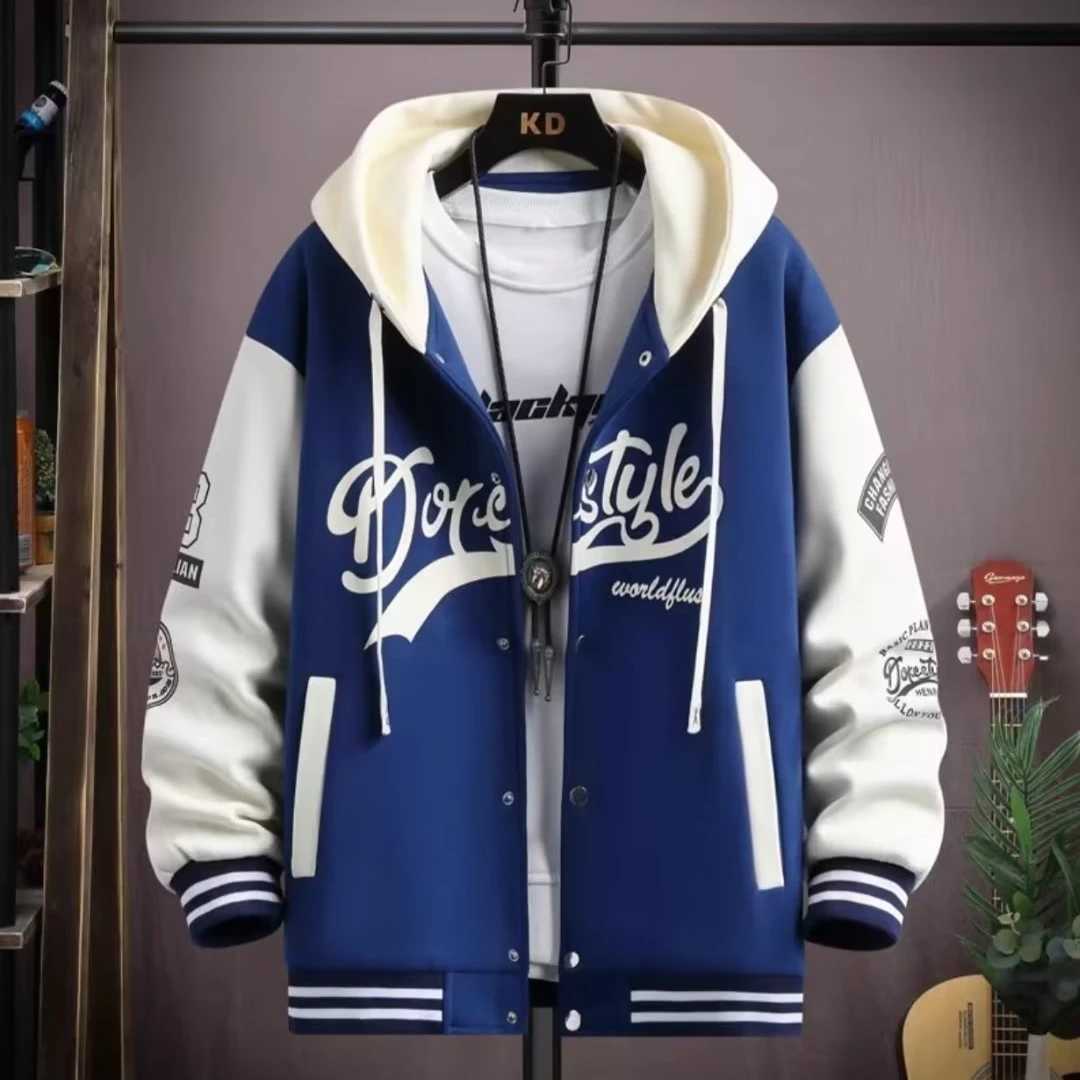 Mens Hooded Baseball Autumn Korean Casual Hooded Jacket Harajuku High Street Fashion Mens Clothing Coat M260309