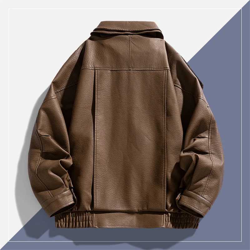 Autumn Winter New Outdoor Handsome Windproof Breathable Leather Jacket Comfortable Multi functional Trendy Jacket M260309