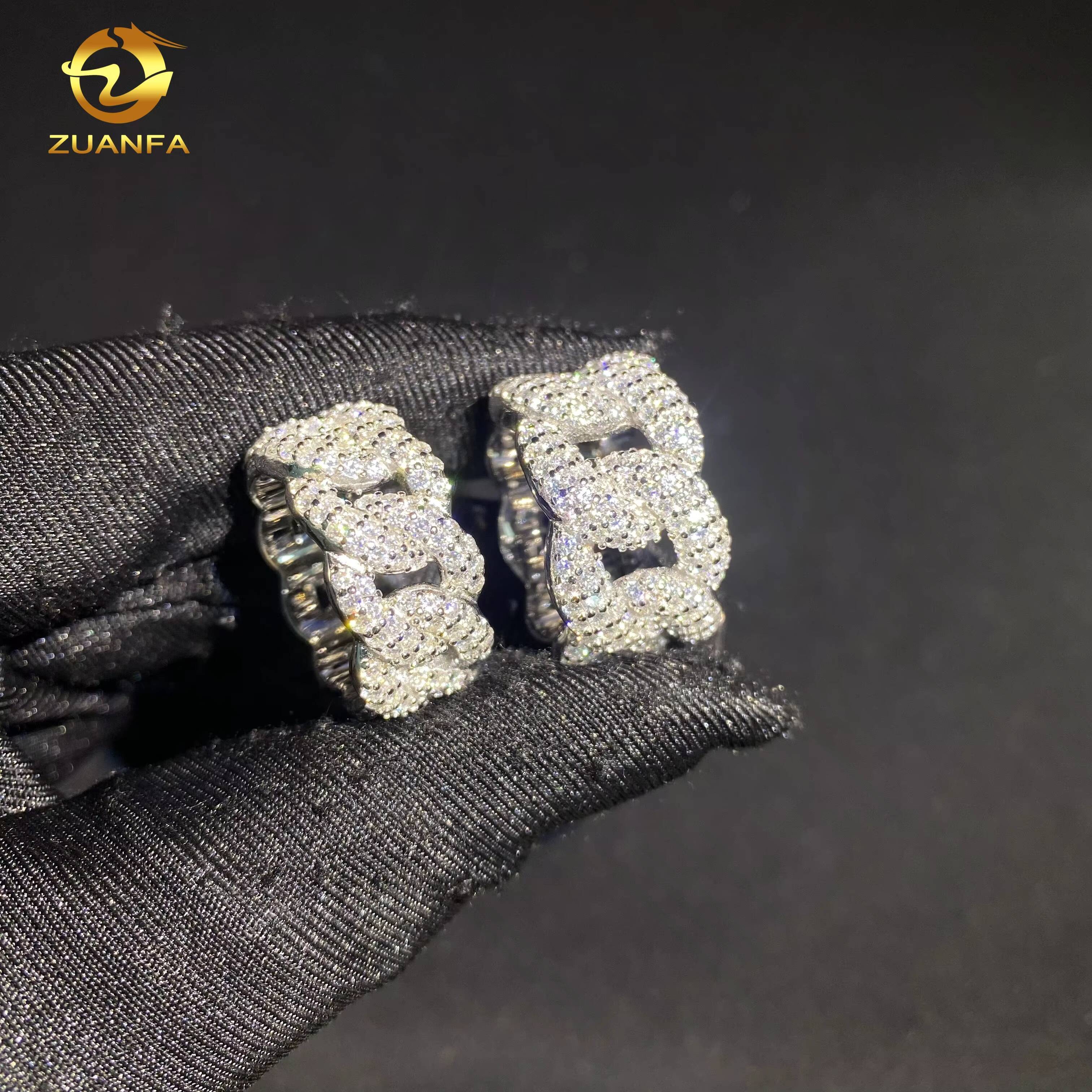 Iced Out Diamond Men Cuban Ring GRA Certificate Custom Hip Hop VVS D Moissanite 925 Silver Fine Jewelry Diamond Rings