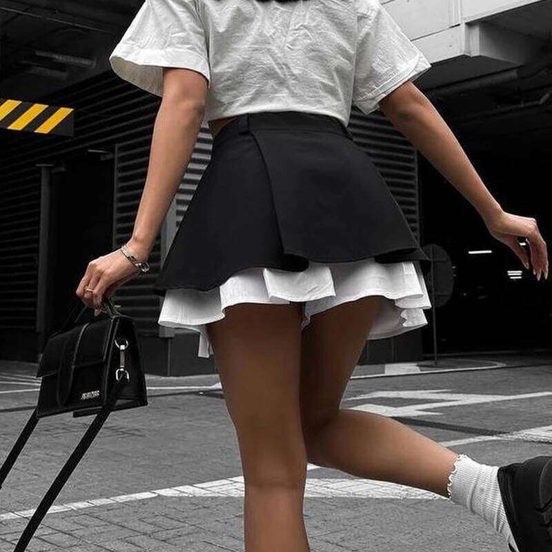 Trendix High Waist Patchwork For Women 2026 New Fashion Casual Pleated Mini Skirt Party Sexy Hot Girls Slim Short Skirts XJ260309