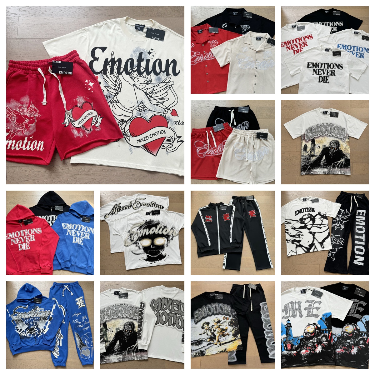 MIXED EMOTION shirts designer shirts Mens Y2k hoodies Letter tee High Street summer fashion hip-hop retro casual cotton printed shorts sleeveds shirts