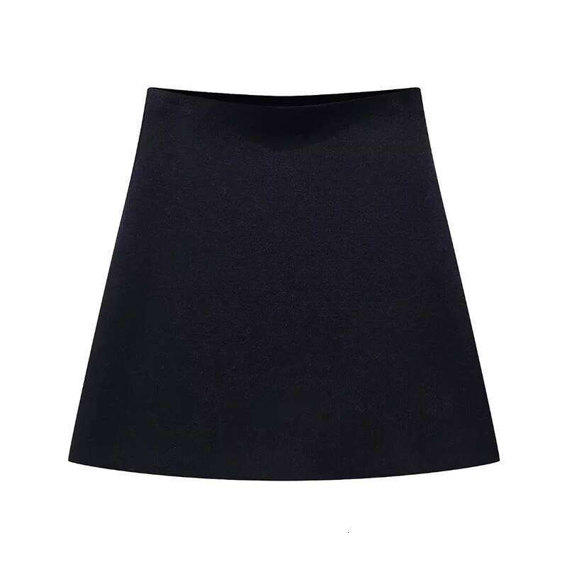 Willshela Women Fashion Solid Knitted A-Line Mini Skirt Vintage High Elastic Waist Female Chic Lady Skirts XJ260309