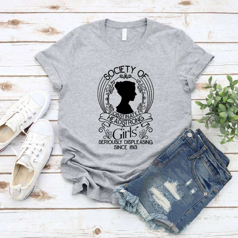 Society of Obstinate Headstrong Girls T-Shirt Jane Austen Tshirt Pride and Prejudice Shirt Women Graphic T Shirts Streetwear Top XJ260306