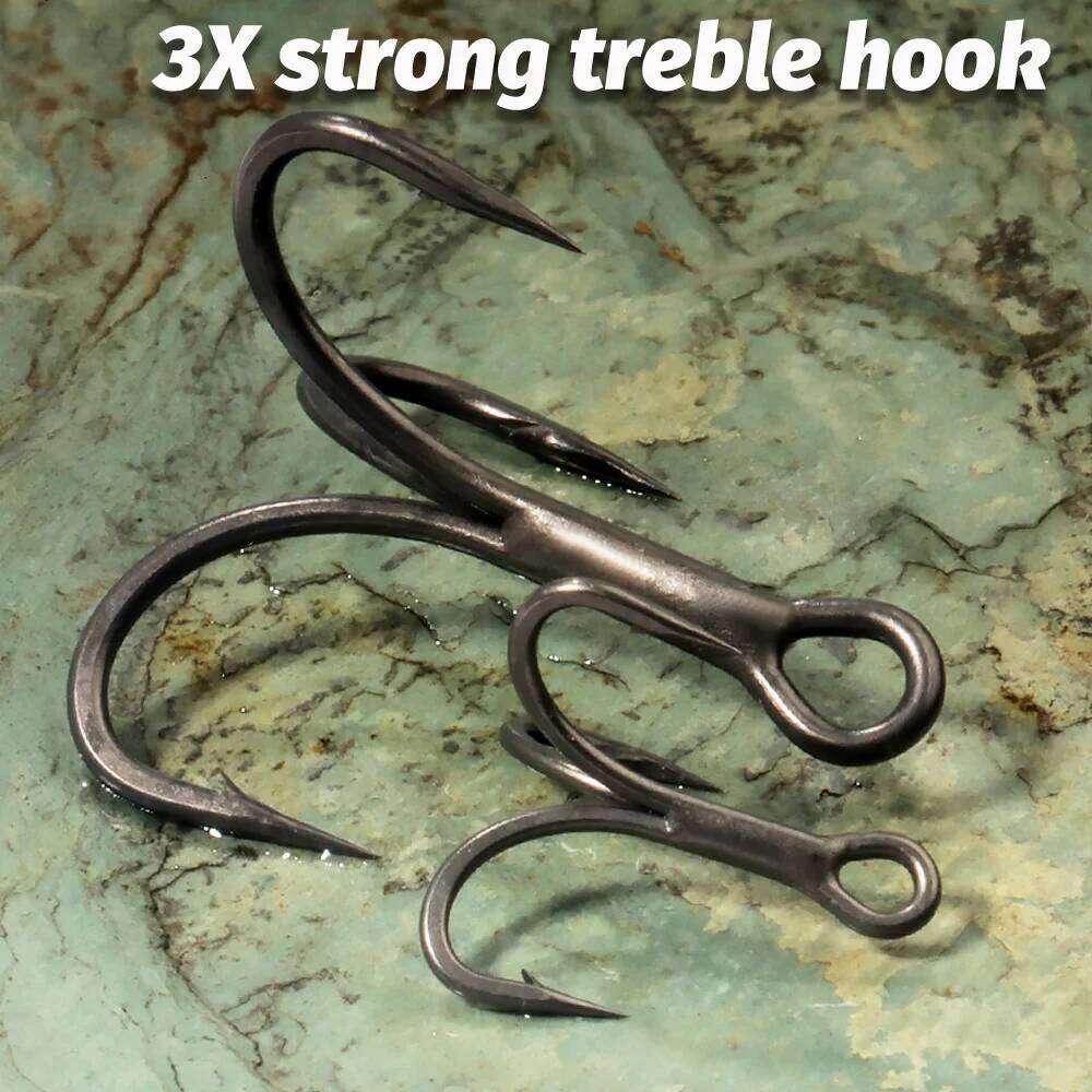 20PCS Teflon Treble Hooks 2#-10# Fishhooks Angle Barbed Sharp High Carbon Steel Nickel Antirust Lure Fishing Tackle Fish Hook S260305