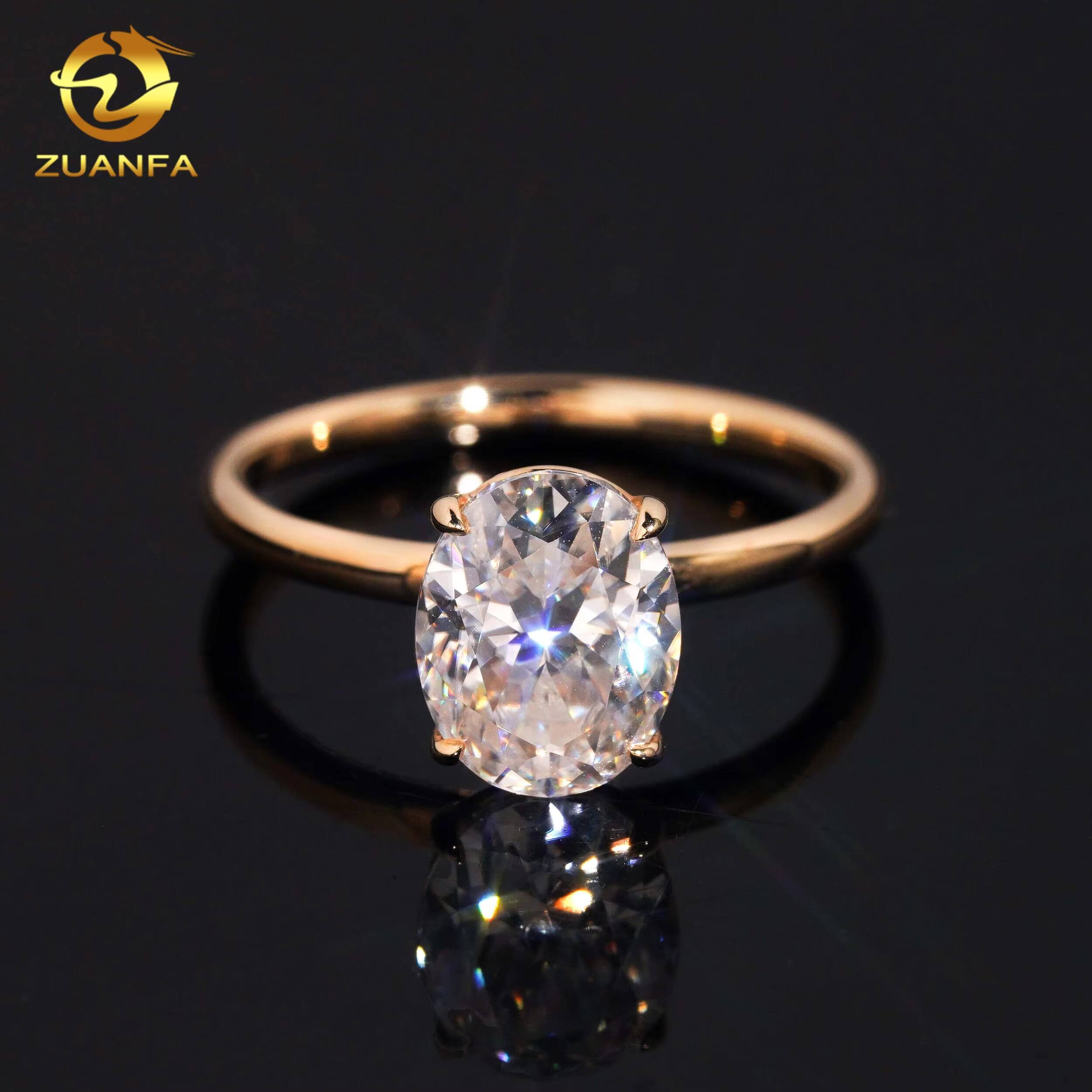 Luxury Women Jewelry 14k White Gold Moissanite Diamond Ring Vvs Oal Cut Solitair Ring Engagement Rings