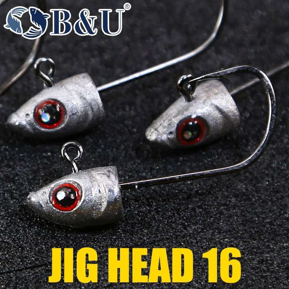 B&U Jig Head Hook Fish Sharp Fishhooks Soft Bait Worm Barbed Hooks Fishing Tackle Hard Lure S260305