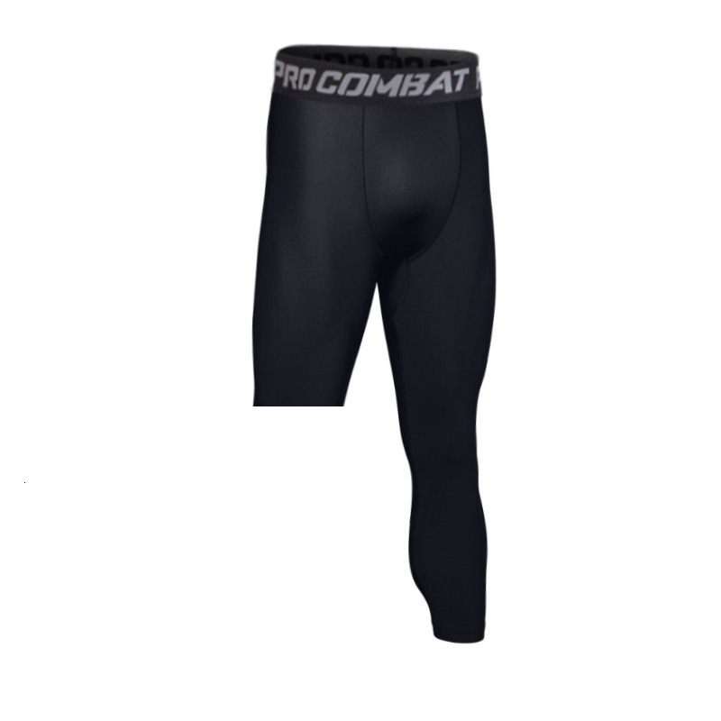 High-elasticity mens 7/8 length compression tights fitness sports gear autumn and winter quick-dry basketball base layer pants popular for running2511