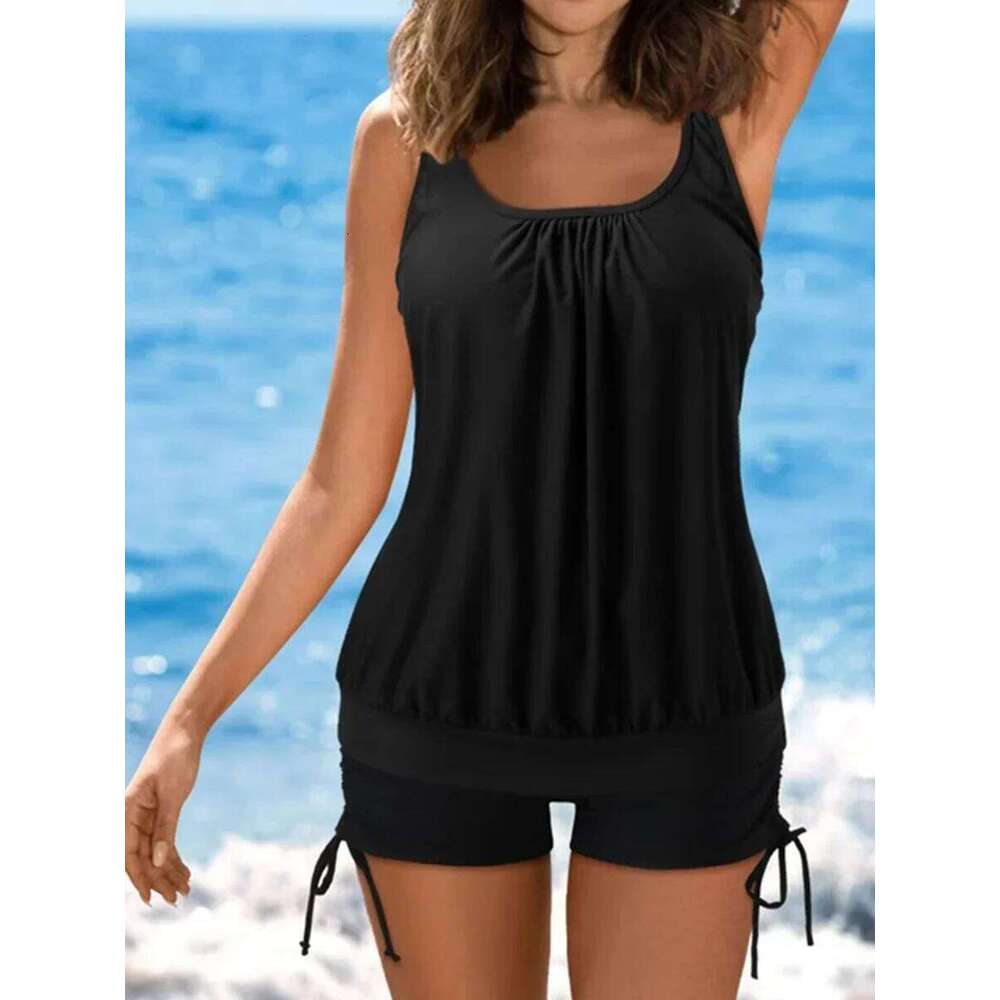 5XL Large Plus Size Swimsuit Women Tankini 2025 Sexy Bikini Two Pieces Set High Waist Swimwear Female Bathing Suit Beach Bathers XJ260206