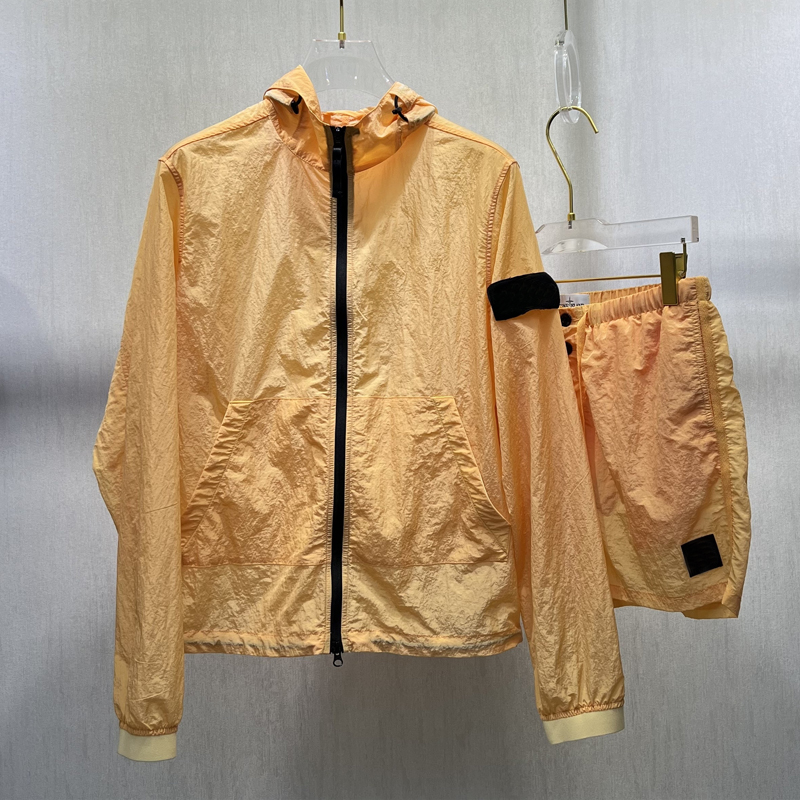 Fashion Men's Tracksuits Sportwear Suit Topstoney Zipper Hoodie Quick drying ice silk sunscreen Training Casual Sweatshirt Jogger short Pants Set Sweatpants sets