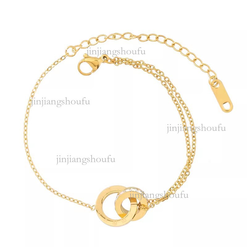 2026 Roman Numeral Inlaid Diamond Designer Bracelet Luxury Brand Women's Jewelry Fashion High-end Elegant Handmade Double Ring Bracelet Rose Gold