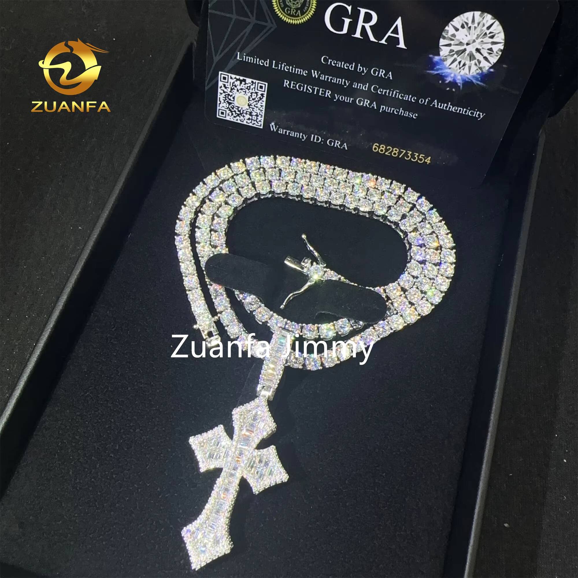 Unique Design Pass Diamond Tester Hip Hop Pendant Jewelry 925 Sterling Silver VVS1 Moissanite Diamond Cross Pendant Necklace