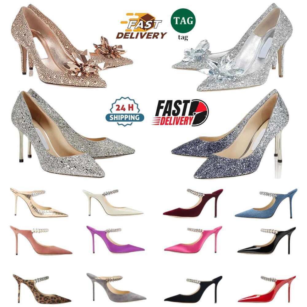 Designer Dress Shoes Kitten Heel JC High Heels Platform Women Black Pumps Famous High Heels Top Quality Sparkle Wedding Party Slippers Sandals 35-42