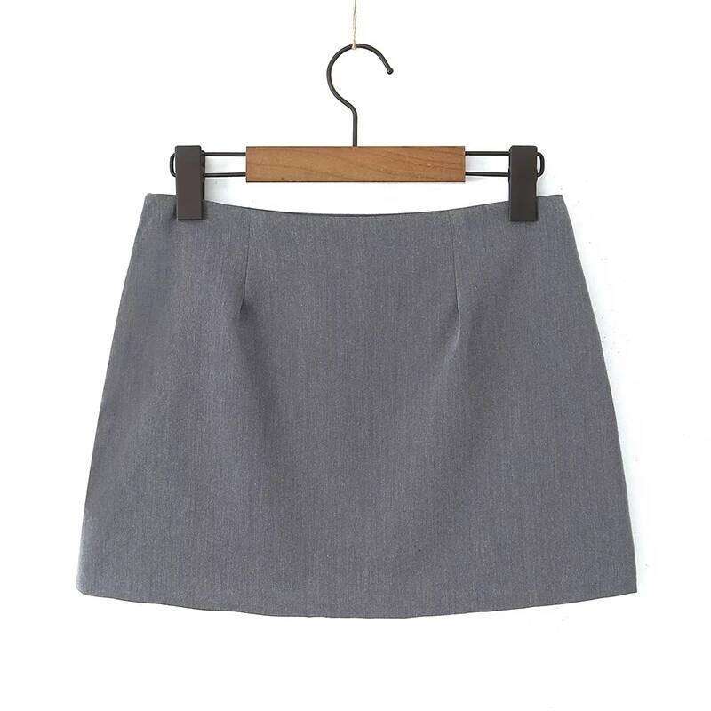 YENKYE Sexy Women High Waist Side Zipper Gray Package Hip Mini Skirt XJ260309