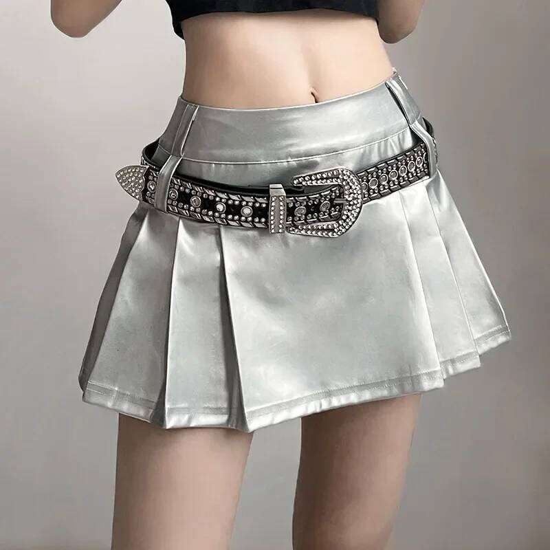 Women Mall Streetwear Punk Sliver Skirt High Waist Pleated Harajuku Cyber Emo Alternative Rave Outfit Female Falda Sexy Mujer XJ260309