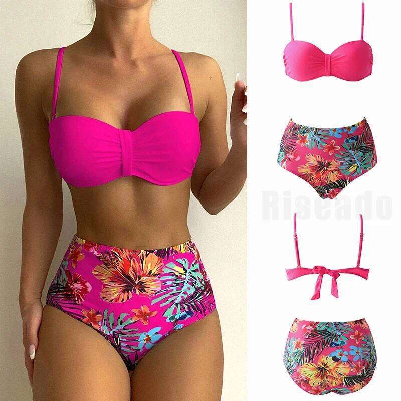 2024 High Waist Bikinis Woman Swimsuit Sexy Swimwear Women Trend Bikini Set New Push Up Bath Suits Bathing Suit Beach XJ260206