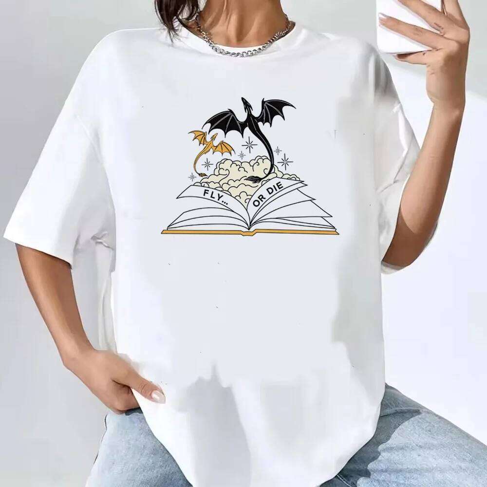 Fourth Wing t shirt teen Classic 2000s streetwear Gothic Trendy top tees Comfortable Grunge Graphic anime graphic XJ260306