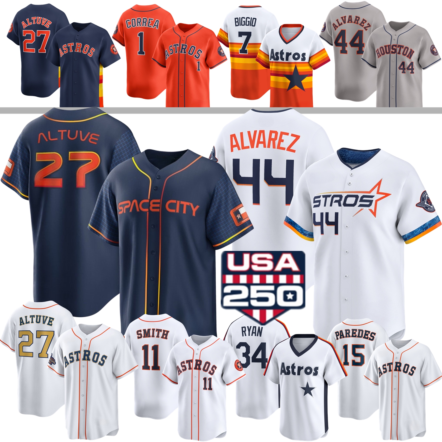 Houston Jersey Yordan Alvarez Astroses Jose Altuve Nolan Ryan Carlos Correa Josh Hader Jeremy Pena Smith Tippin Biggio Bagwell Diaz Loperfido McCullers Women Youth