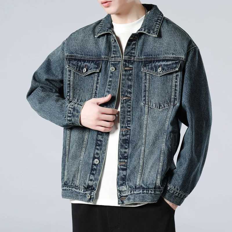 New spring and autumn style mens black denim jacket Korean style young casual jacket loose men M260309