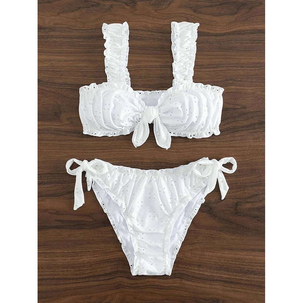 Schiffy Knot Front Tie Side Bikinis 2025 White Swimsuit Women Swimwear Female Sexy Bathers Bathing Swimming Swim Suit Beachwear XJ260206
