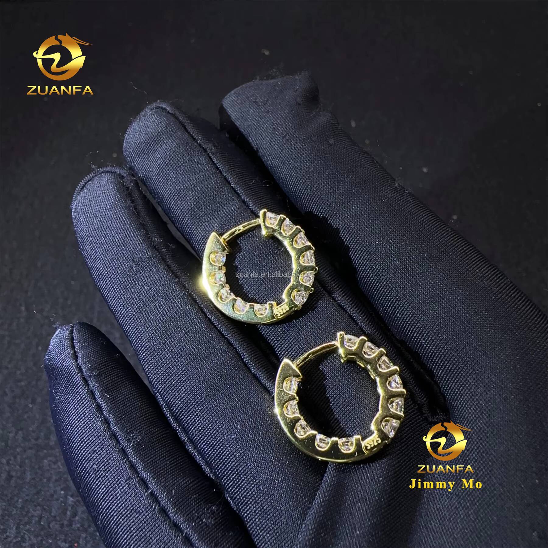 New Trendy Fashion Pass Diamond Tester Hip Hop Iced Out Style Jewelry 925 Silver VVS1 Moissanite Diamond Hoop Earrings Man