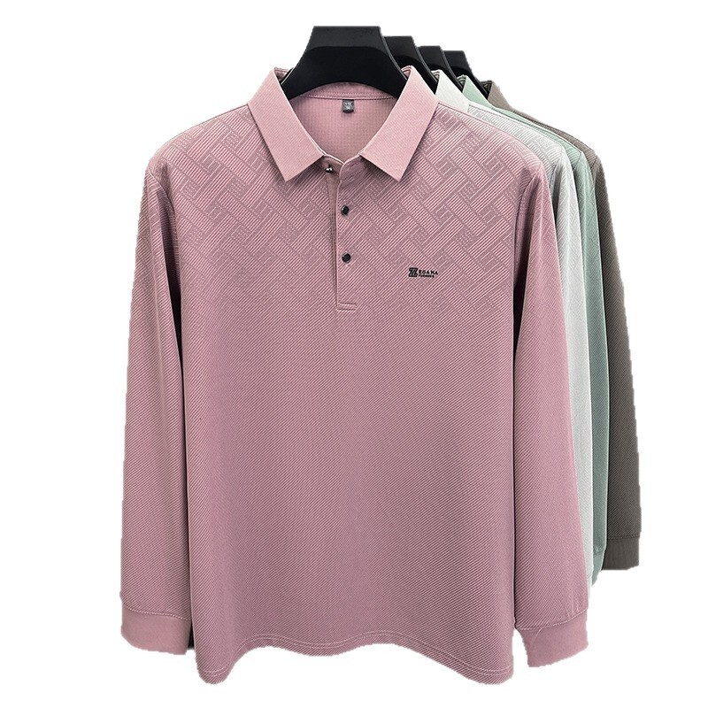 Luxury Brand Designer Clothes 2026 Spring New Long Sleeve T-Shirt Men's Fashion Casual Turn-Down Collar Plaid Polo Shirt For Middle-Aged And Youn