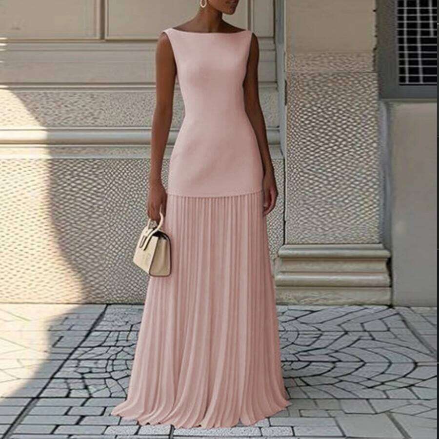 Modigirl 2025 Evening Prom Maxi for Woman Summer Elegant Sleeveless Pleated Gauze Cocktail Party Wedding Guest Dresses 26W0309