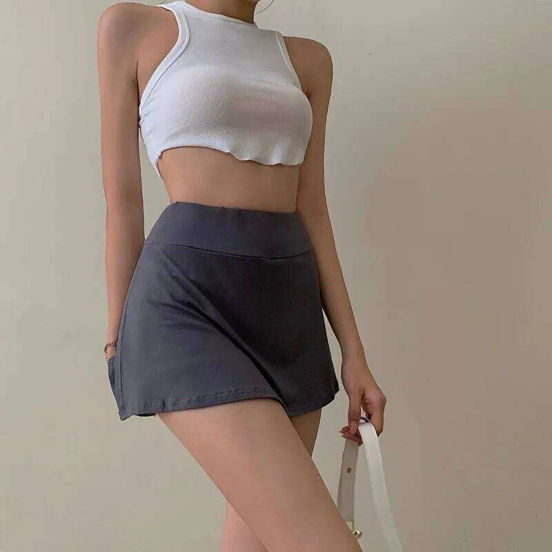 Tennis Women High Waist Sexy Girl Tight Bag Hip Short Skirt Summer Sports Culottes split A-line Mini skirt Y2K XJ260309