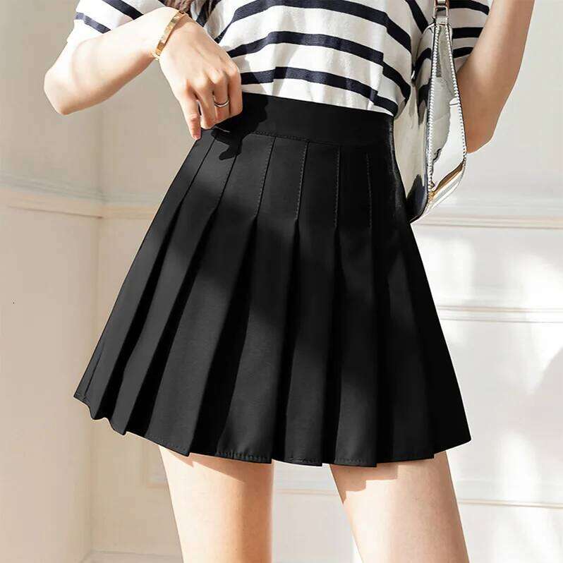 High waisted pleated for women in spring and autumn, small stature, slim figure, A-line short skirt, JK half body skirt XJ260309