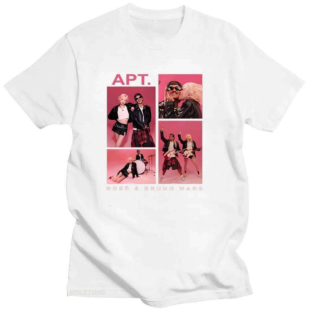 APT ROSE & Bruno Mars T-Shirt Unisex Couple Harajuku Aesthetic Tee-shirt Short Sleeve Round Neck Tshirt Camisetas Punk Clothing XJ260306