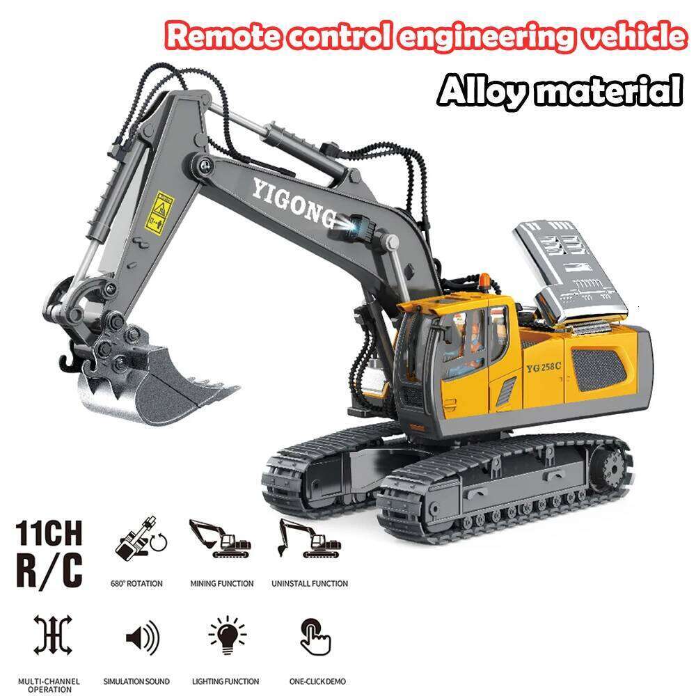 Children'S Alloy 9-Channel Track Excavator Bulldozer Engineering Remote Control Vehicle Toy C260306