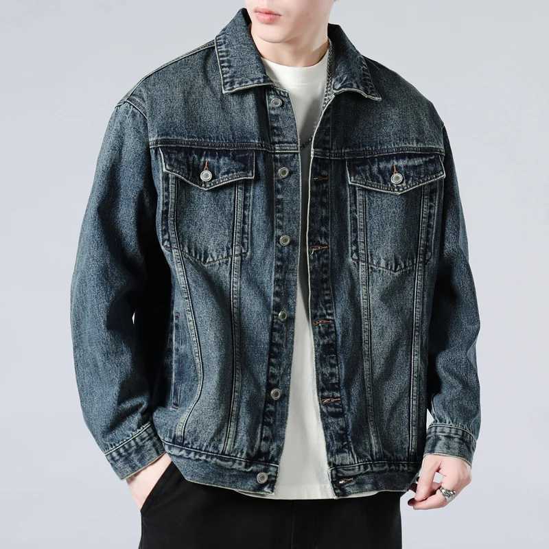 New spring and autumn style mens black denim jacket Korean style young casual jacket loose men M260309