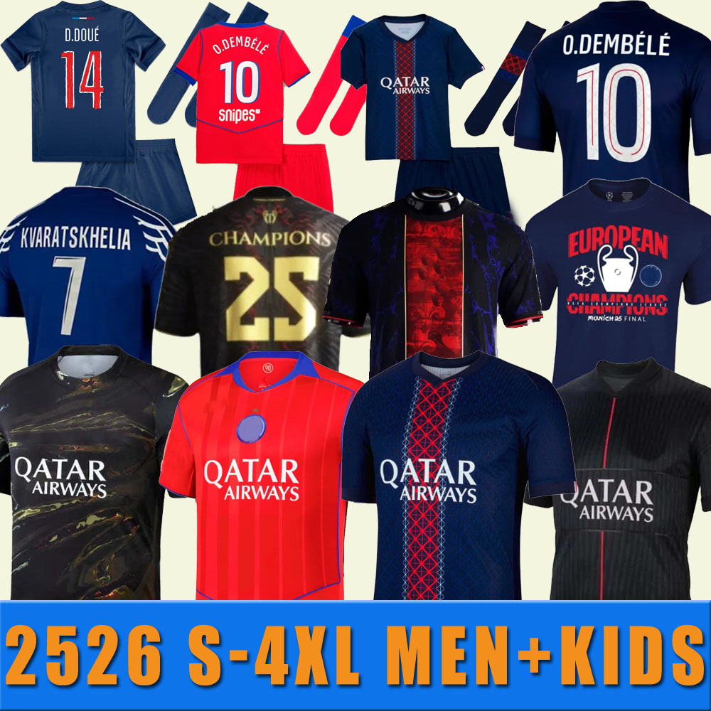 2025 2026 S-4XL O. DEMBELE D.DOUE psgES S-4XL Night Edition Soccer Jersey home Maillots football shirt psgjersey men KVARATSKHELIA kids uniform HAKIMI MARQUINHOS