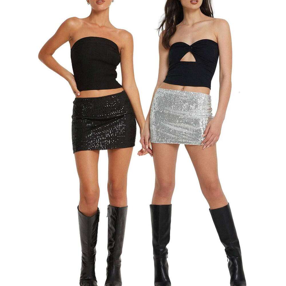 Women Bodycon Sequin Mini Skirts Sparkly Short Pencil Glitter Skorts for Events and Holiday Party Skirt XJ260309
