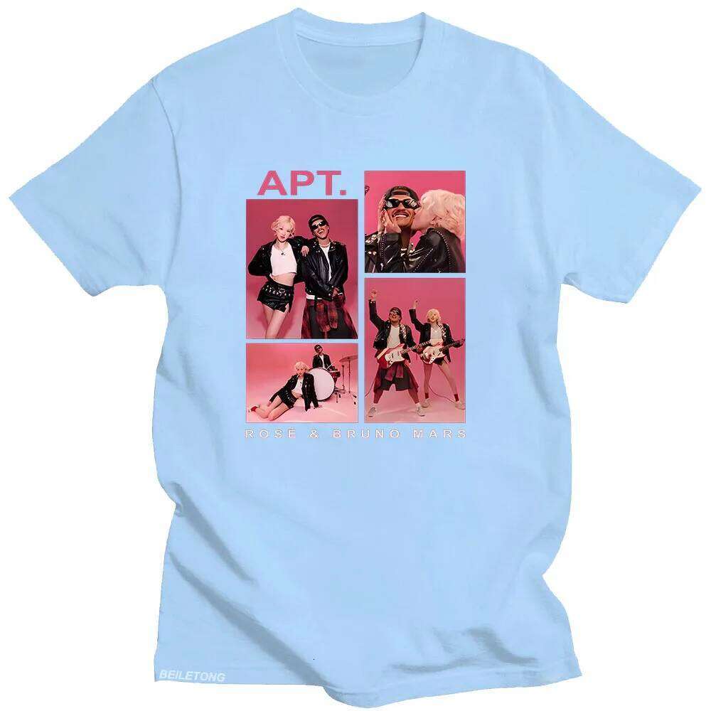 APT ROSE & Bruno Mars T-Shirt Unisex Couple Harajuku Aesthetic Tee-shirt Short Sleeve Round Neck Tshirt Camisetas Punk Clothing XJ260306