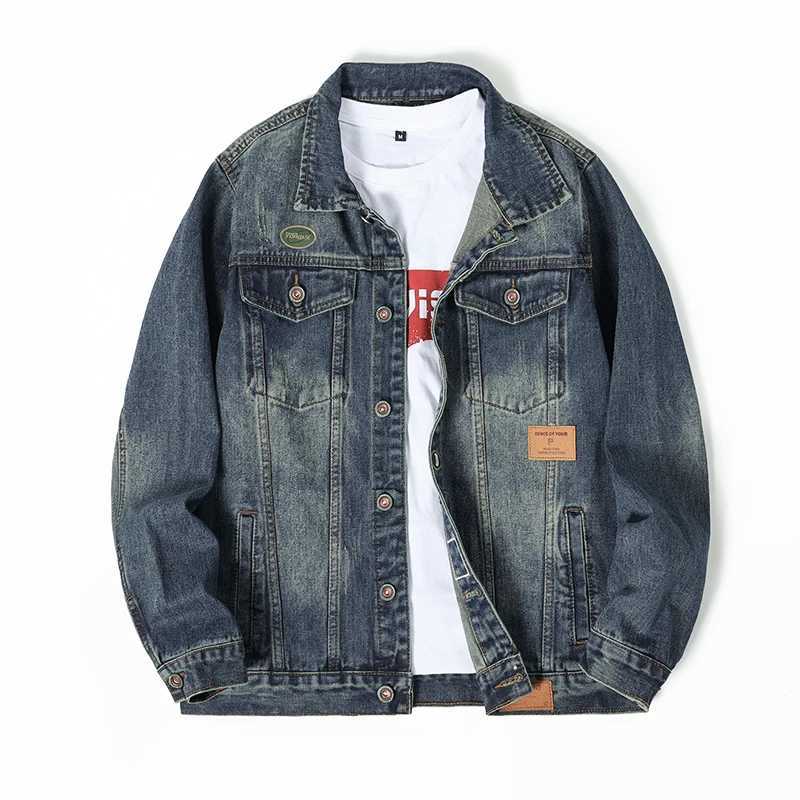 Korean Fashion Stylish Retro Cotton Outerwear Men Single Breasted Casual Jacket Spring Autumn Embroidered Jeans Coat a54 M260309