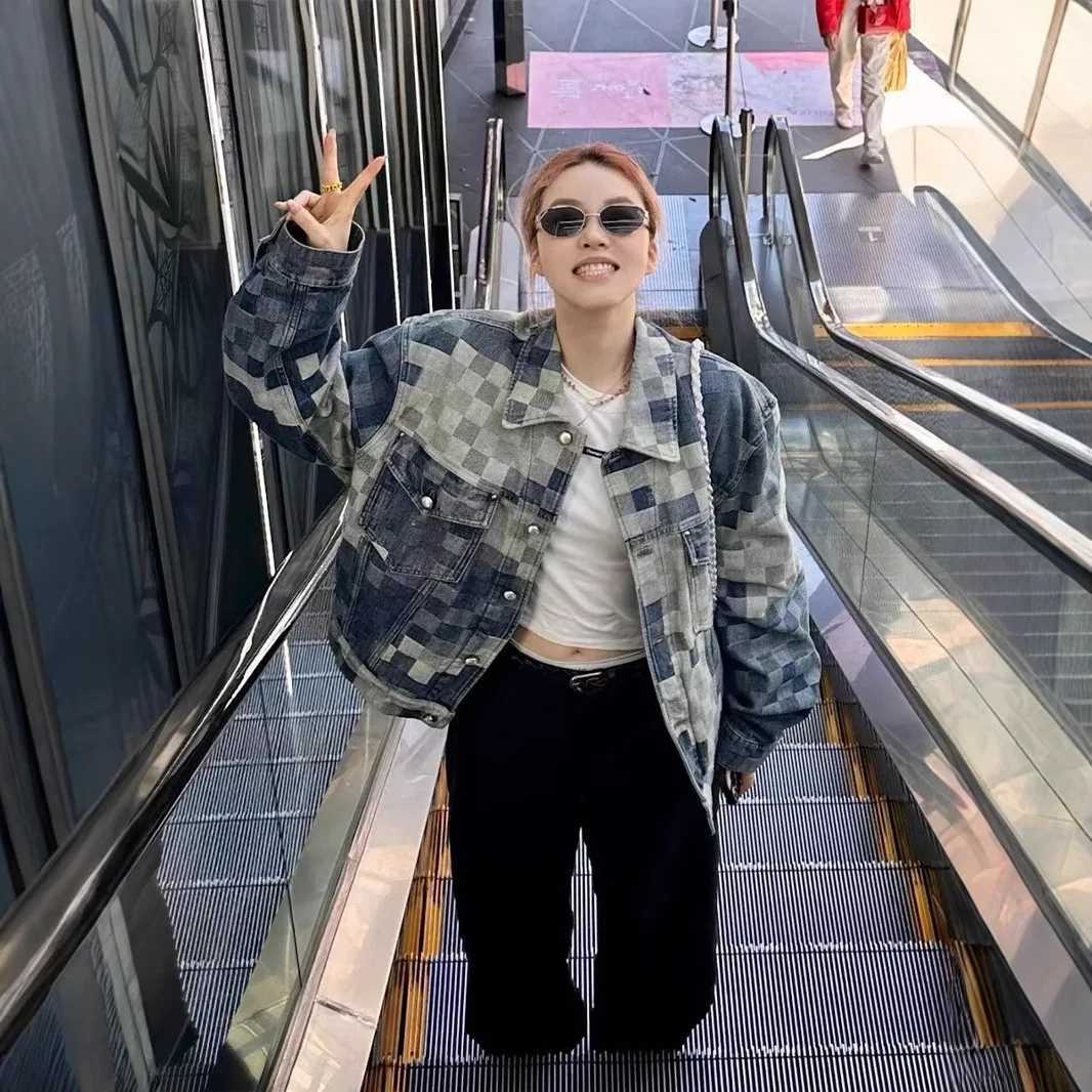 Vintage Loose Denim Jacket Trendy Mens Loose-Fit Jacket Men Streetwear Harajuku Style Plaid Coat Hip Hop Gothic Clothes M260309