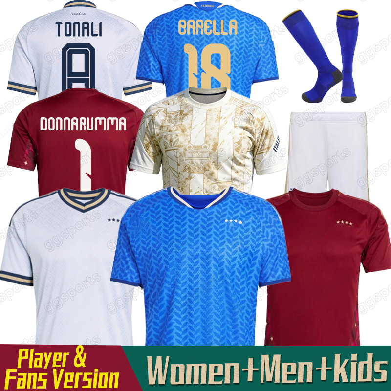 2026 ItalyS national football team Soccer Jerseys RETEGUI BARELLA FRATTESI PELLEGRINI 26 27 Italia Women Shirts GIRELLI Player Version Men Kids 1