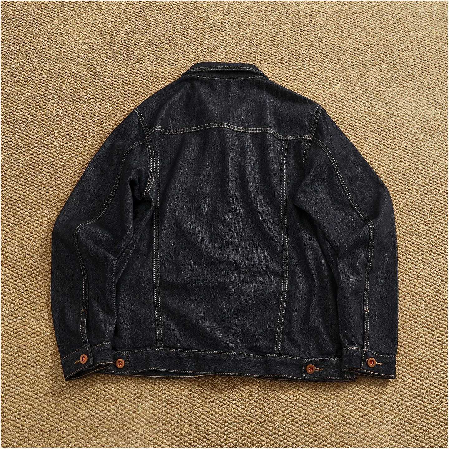 Heavyweight original color denim jacket mens straight fit lapel work jacket high street retro top M260309